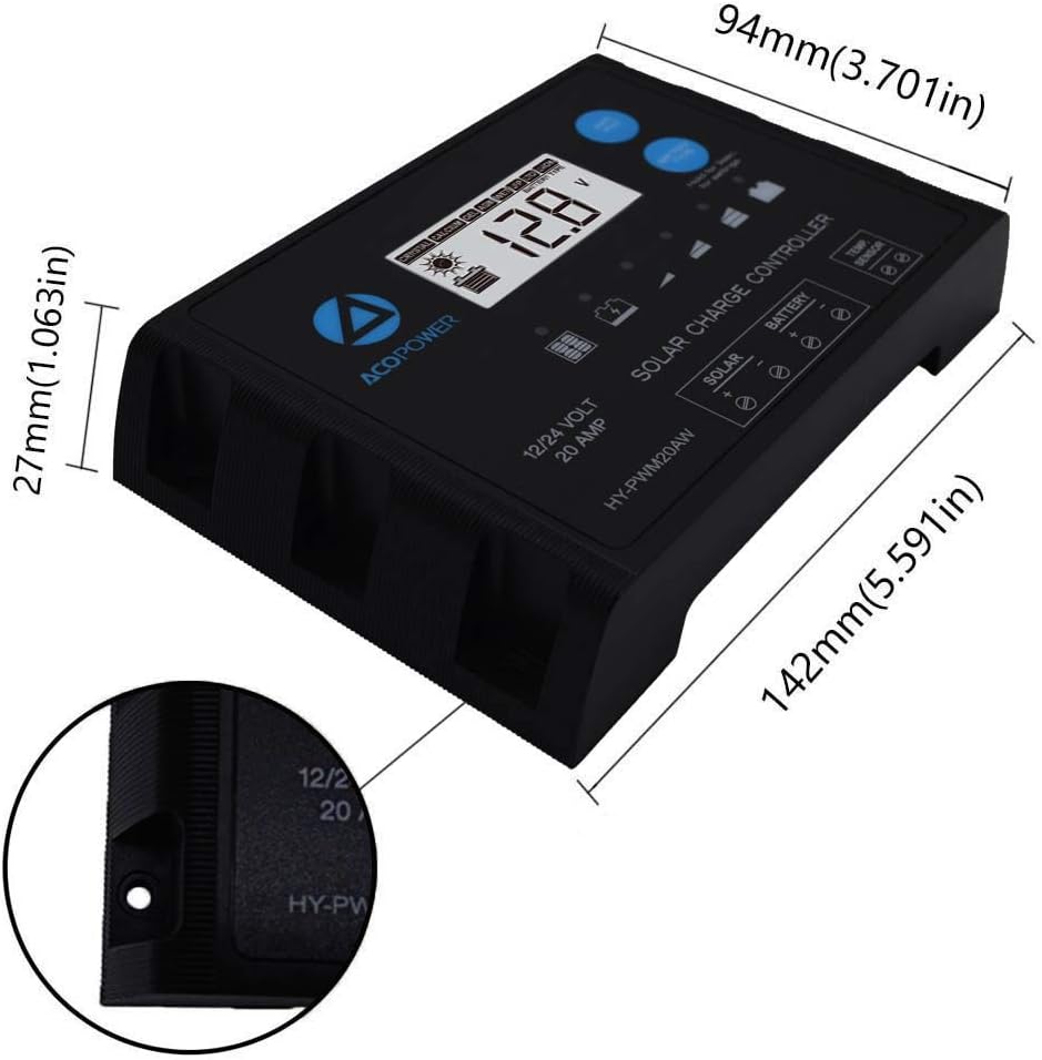 100 Watts Polycrystalline Solar RV Kit with 20A PWM LCD Charge Controller S589