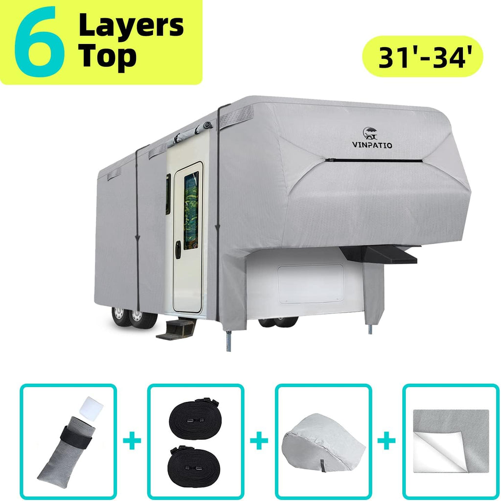 6 Layers 5th Wheel RV Cover Fits 31'-34' RV I2529