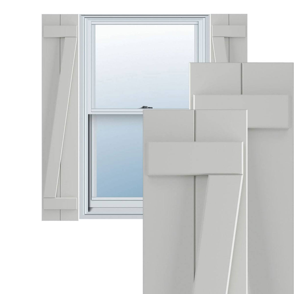 10 3/4x22W x 28x22H PVC Board-n-Batten Shutters with Z-Bar K6021