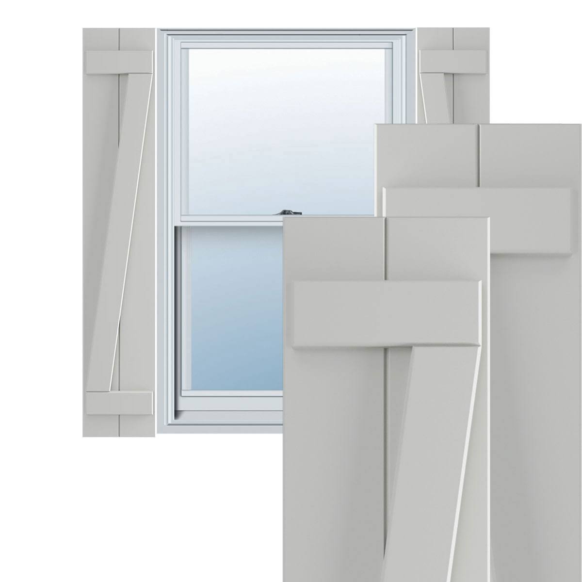 10 3/4x22W x 28x22H PVC Board-n-Batten Shutters with Z-Bar K6021