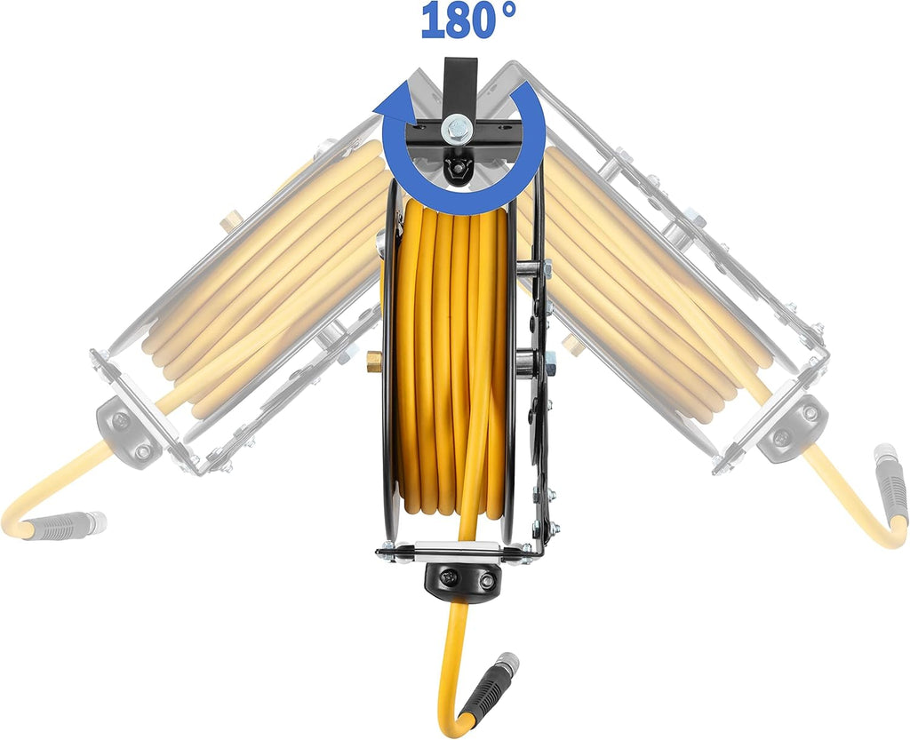 Steel Retractable Air Hose Reel 3/8" Inch x 50' Feet Hybrid Polymer Hose J651798
