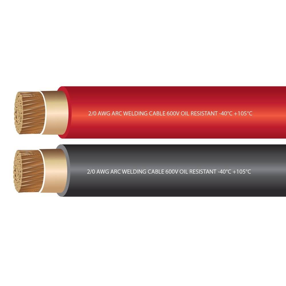 2/0 Gauge Extra Flexible Welding Cable 600 Volt Combo Pack Black Red 15 Feet S755