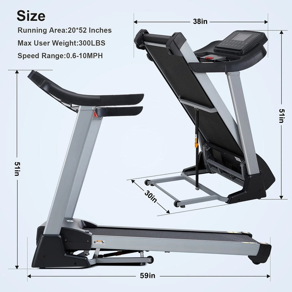 Folding Treadmill with 15 Preset Exercise Programs D302