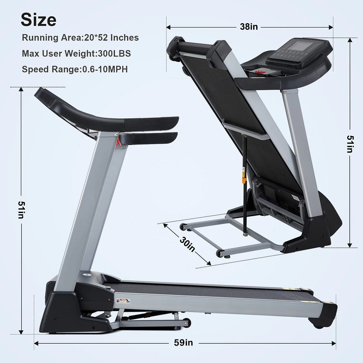 Folding Treadmill with 15 Preset Exercise Programs D302