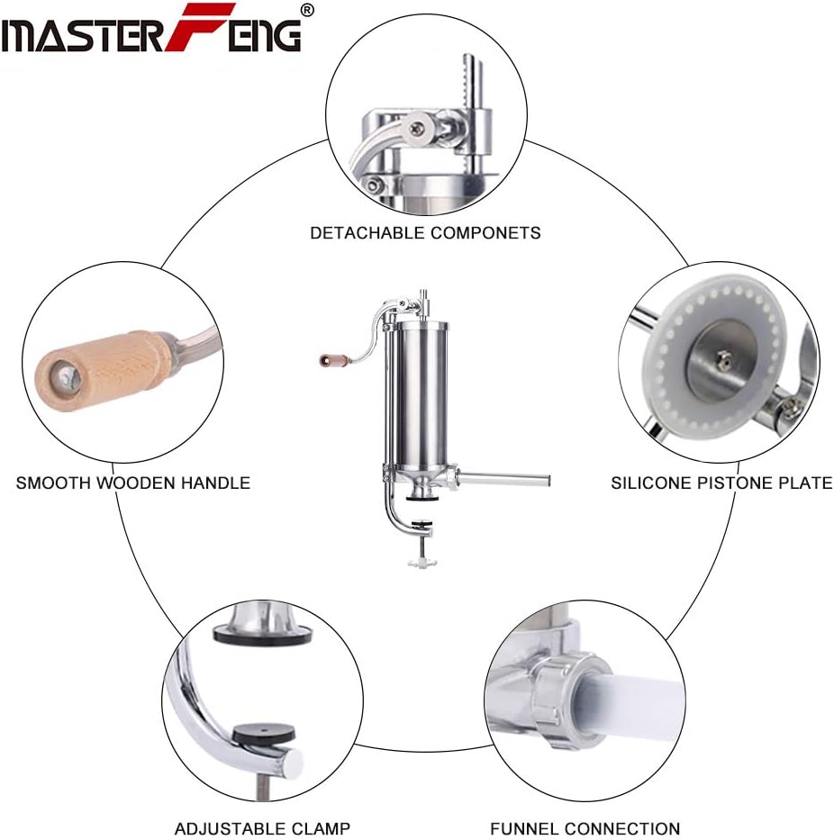 Vertical Stainless Steel Sausage Stuffer with 8 Tubes (5LBS/3L) Pack of 2 N89143