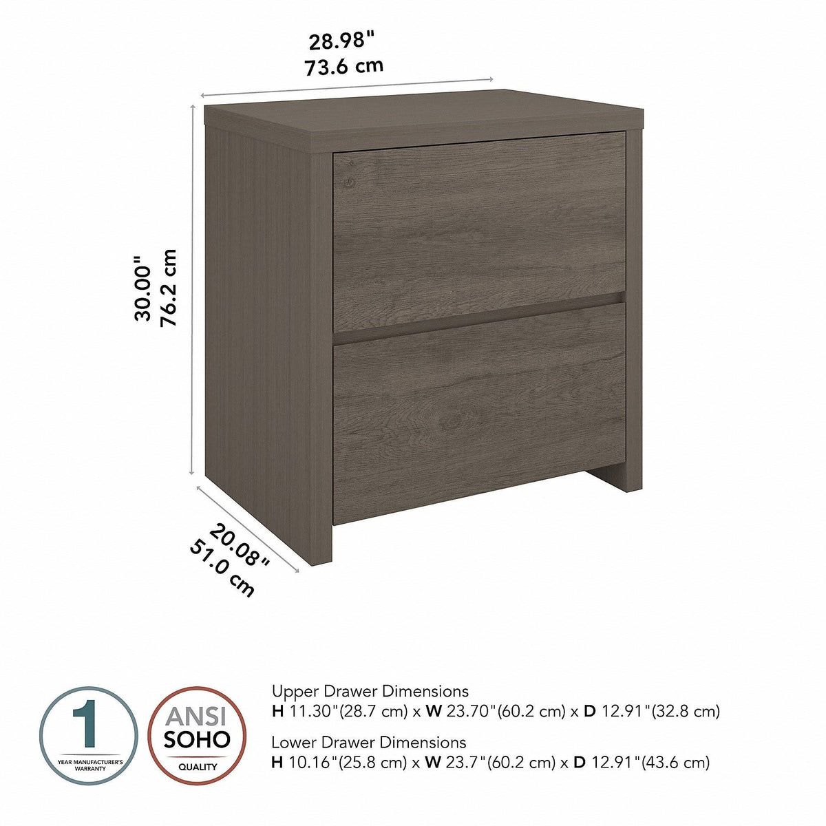 2 Drawer Lateral File Cabinet in Restored Gray V726961