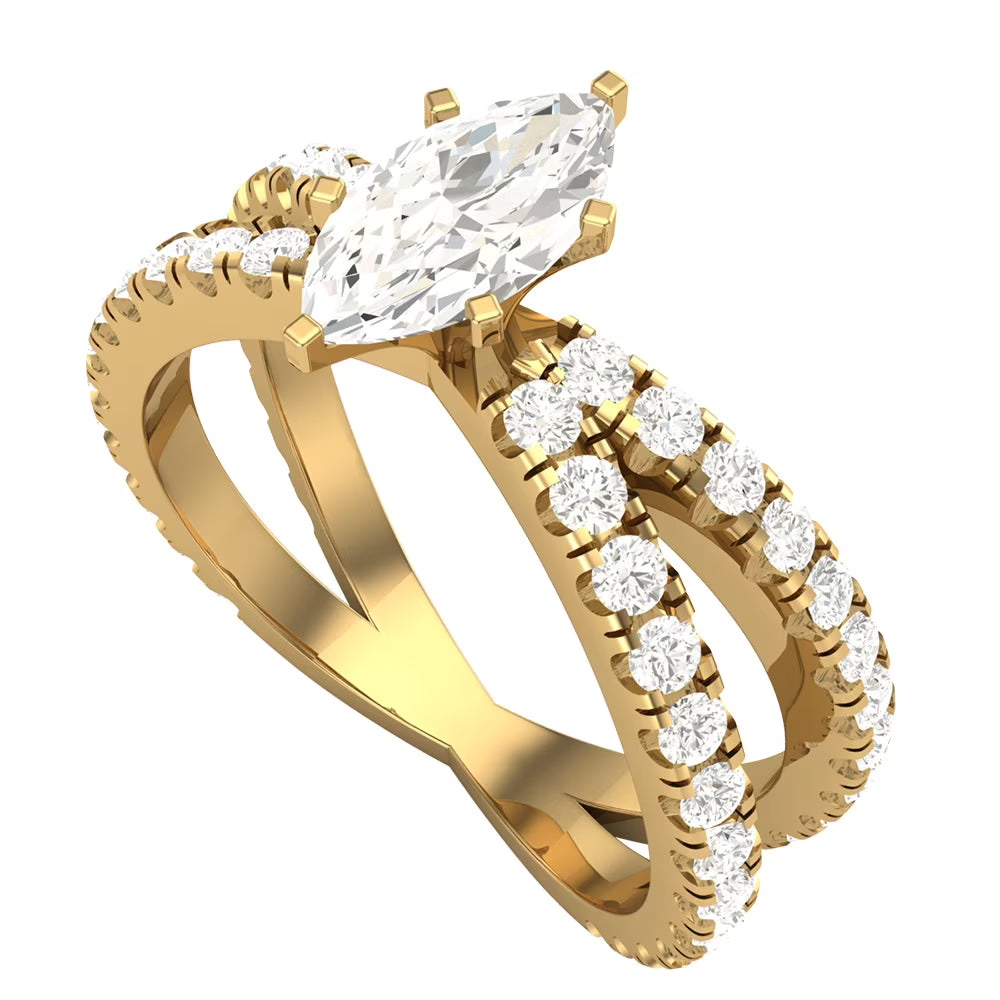 Marquise Cut Diamond Engagement Ring 1.75 CT TW 14K Gold L847