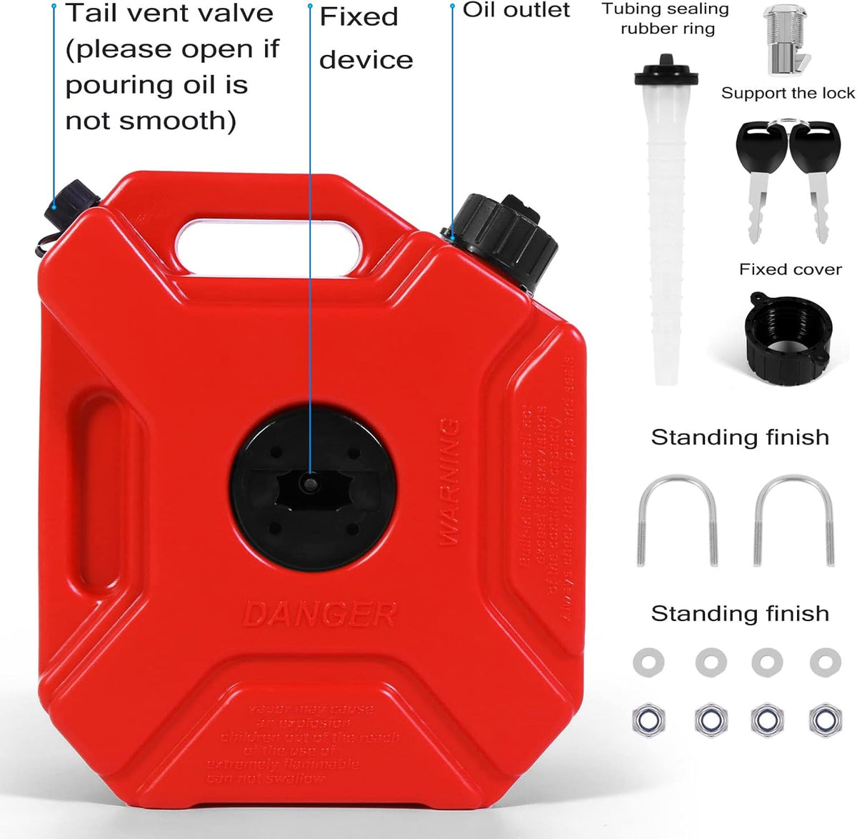 Red Poly Gas Can 5L Pack of 2 O477278