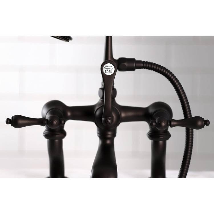 Vintage 7x22 Deck Mount Tub Filler with Hand Shower, Oil Rubbed Bronze S335