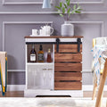 White Wooden Storage Cabinet with Drawers Shelves D489743