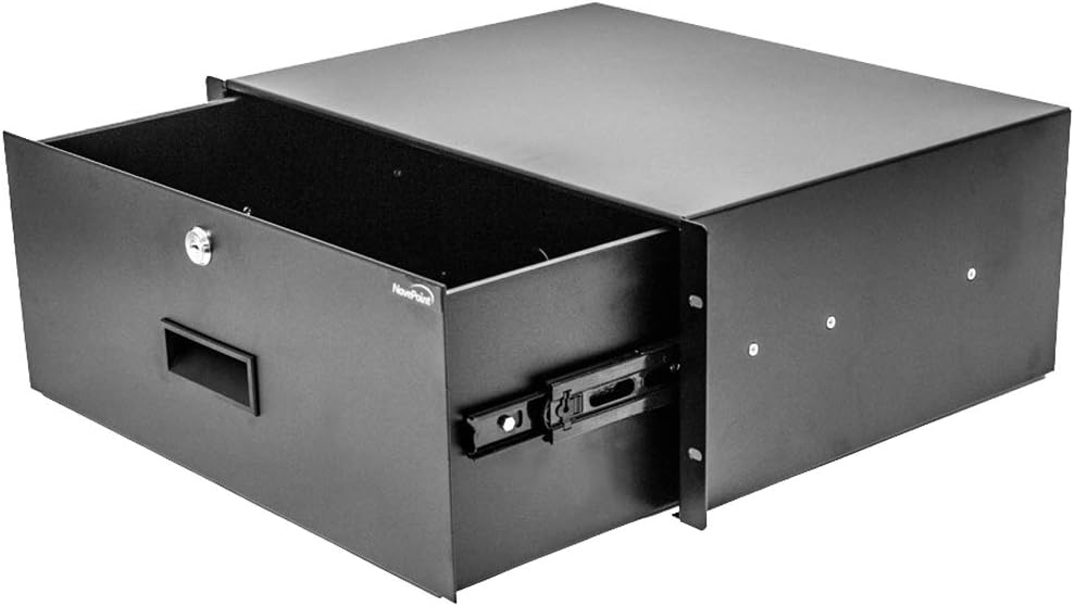 4U Black Rack Mount Drawer with Lock and Key P256