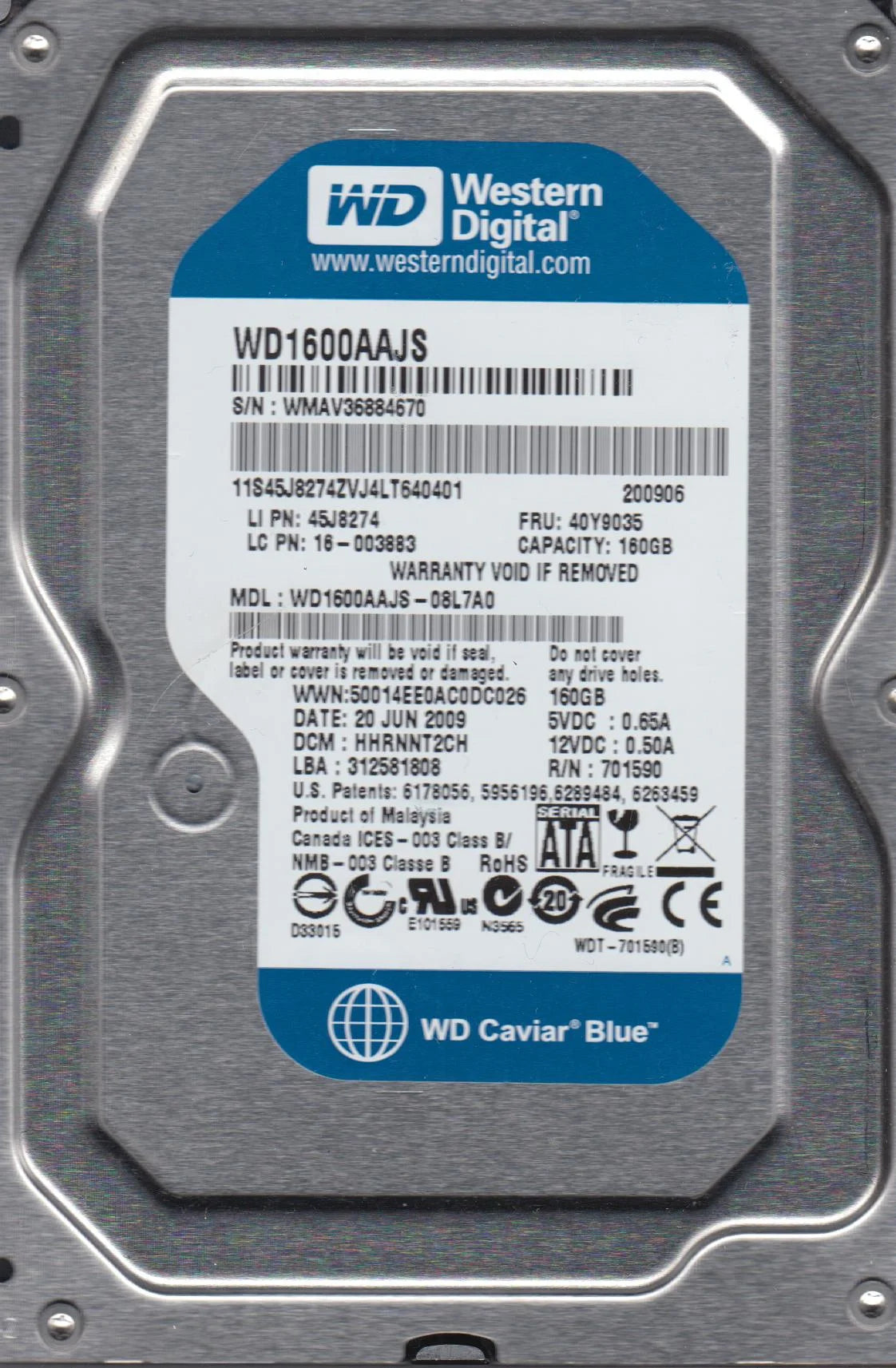160GB SATA 3.5 Hard Drive P449231