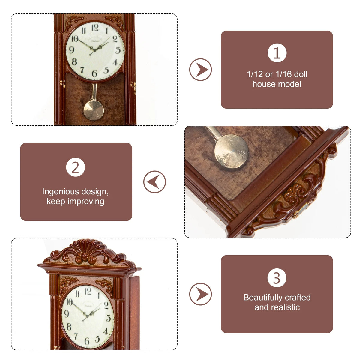 Vintage Roman Clock Dollhouse Accessories U603425