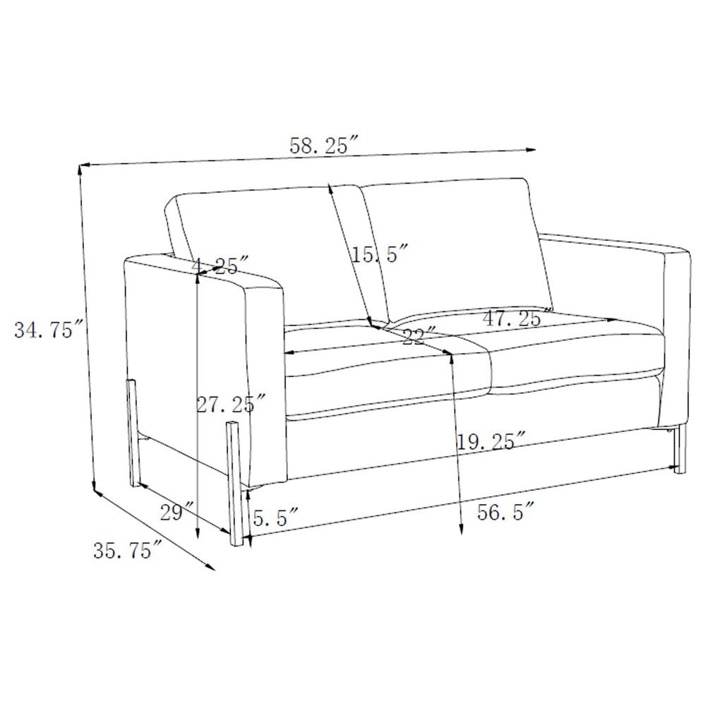 Sage Upholstered Fabric Loveseat with Track Arms H518