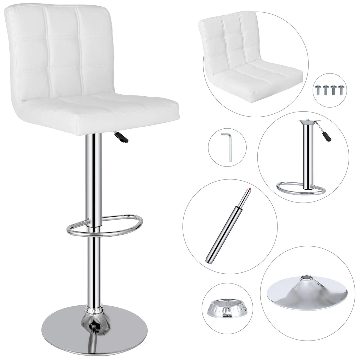 Set of Two Height Adjustable Armless Swivel Bar Stools X7581