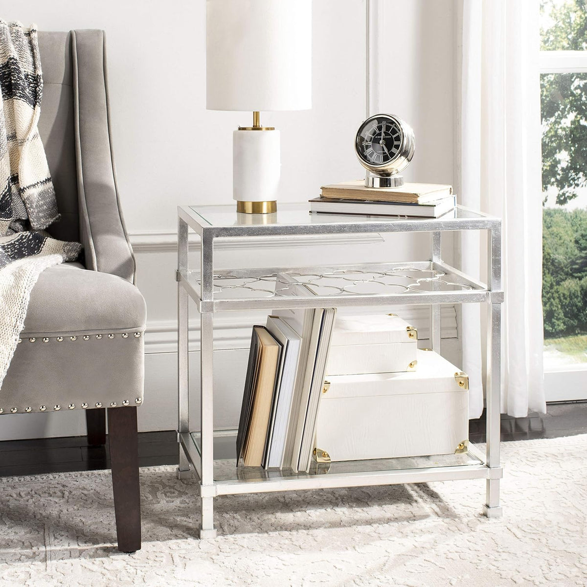 Gold Leaf Glass Side Table C486921
