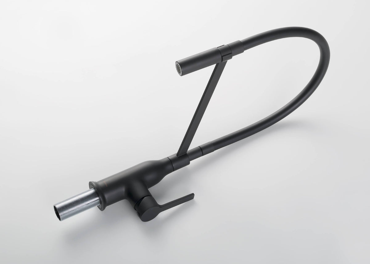 Matte Black Gooseneck Single Lever Kitchen Faucet with Spray Head H49013