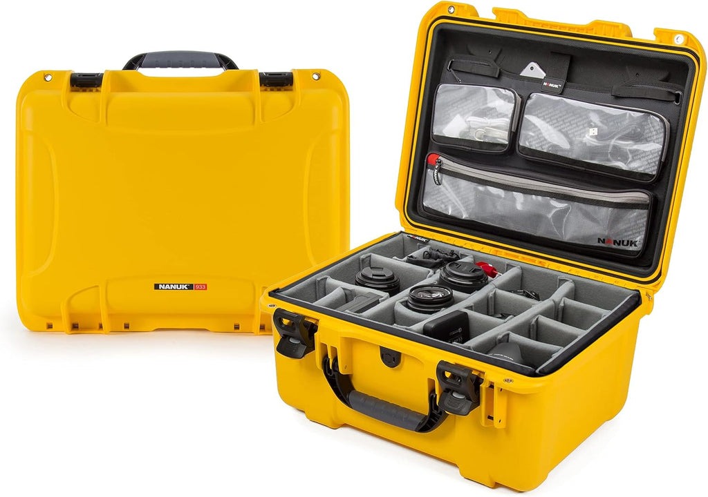Yellow Waterproof Hard Case with Lid Organizer and Padded Divider U38788