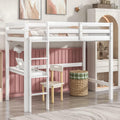 White Twin Size Loft Bed with Desk and Ladder M176177