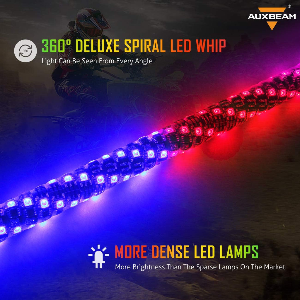 RGB LED Lighted Whip Antenna 3ft Pack of 2 H62340