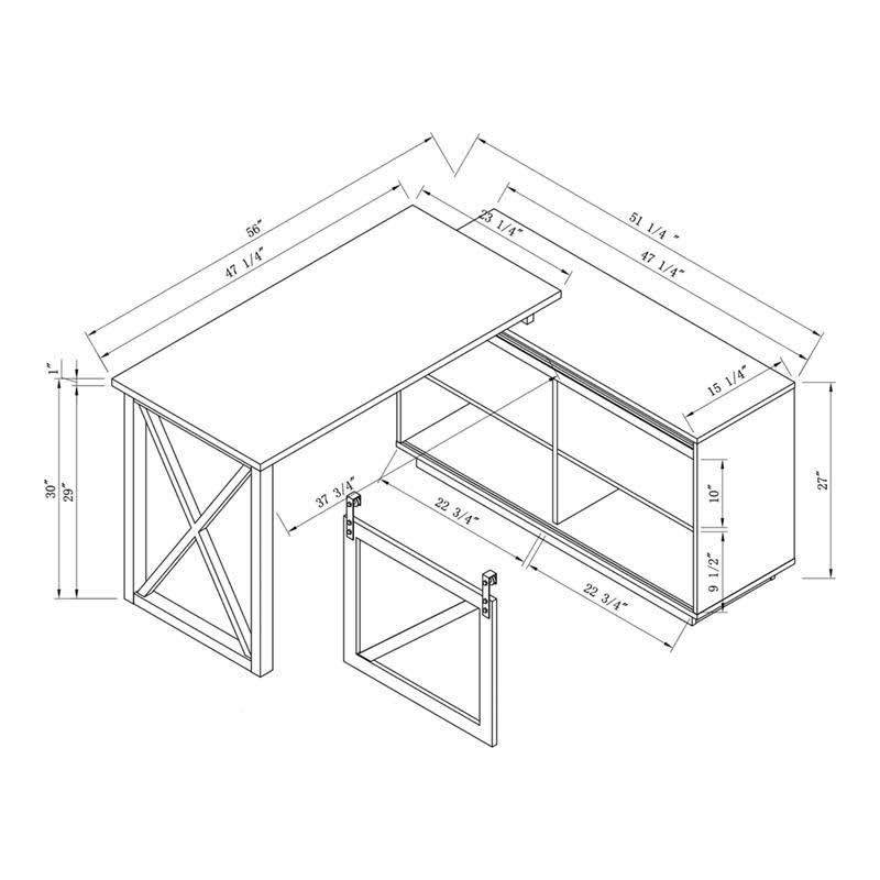 White Oak L-Shape Desk E963487