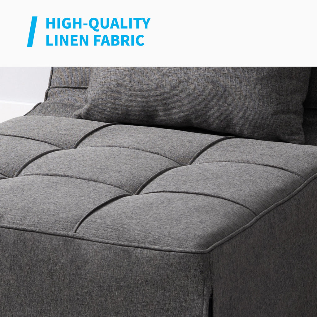 Dark Gray Linen Convertible Sofa Sleeper with Ottoman U215