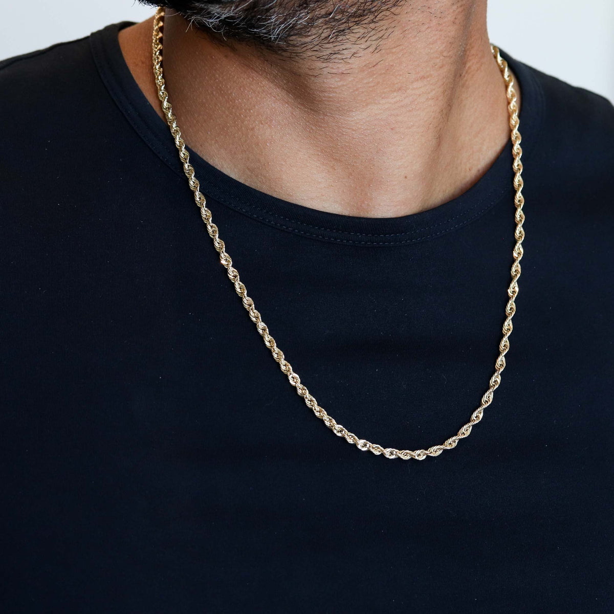 14K Solid Gold Rope Chain Necklace 4mm 16" - 24" N26577