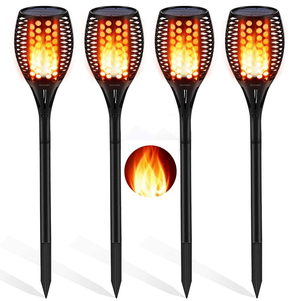 Solar Torch Lights Waterproof Flickering Flame Torches K4855