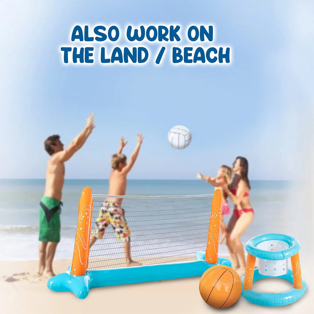 Light Blue Inflatable Pool Volleyball Net Set L40193