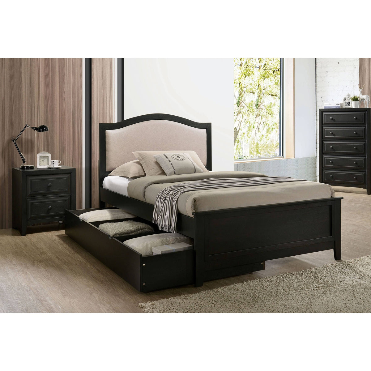 Dark Grey Wood Trundle V788283
