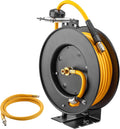 Steel Retractable Air Hose Reel 3/8" Inch x 50' Feet Hybrid Polymer Hose J651798