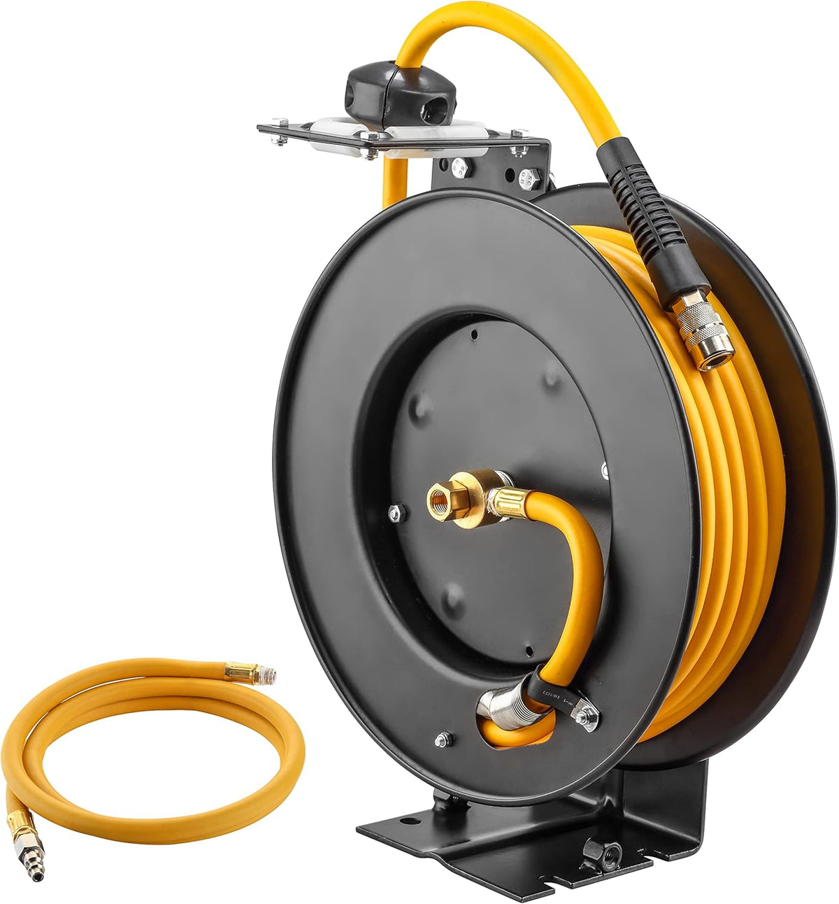 Steel Retractable Air Hose Reel 3/8" Inch x 50' Feet Hybrid Polymer Hose J651798