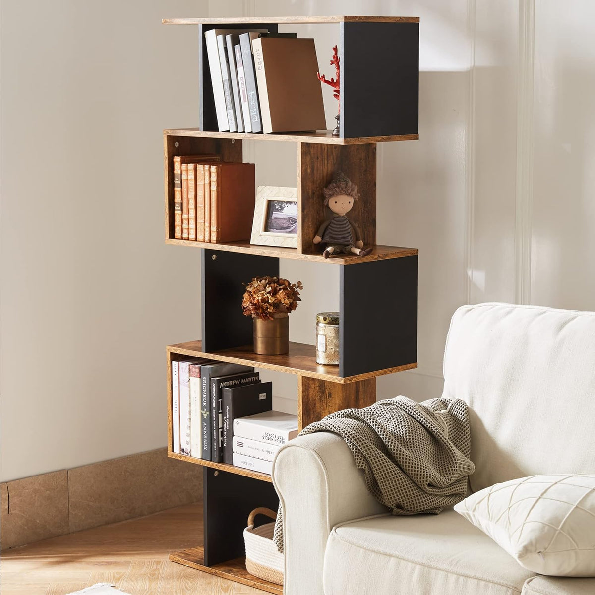 5-Tier Geometric Wooden Bookshelf A61426