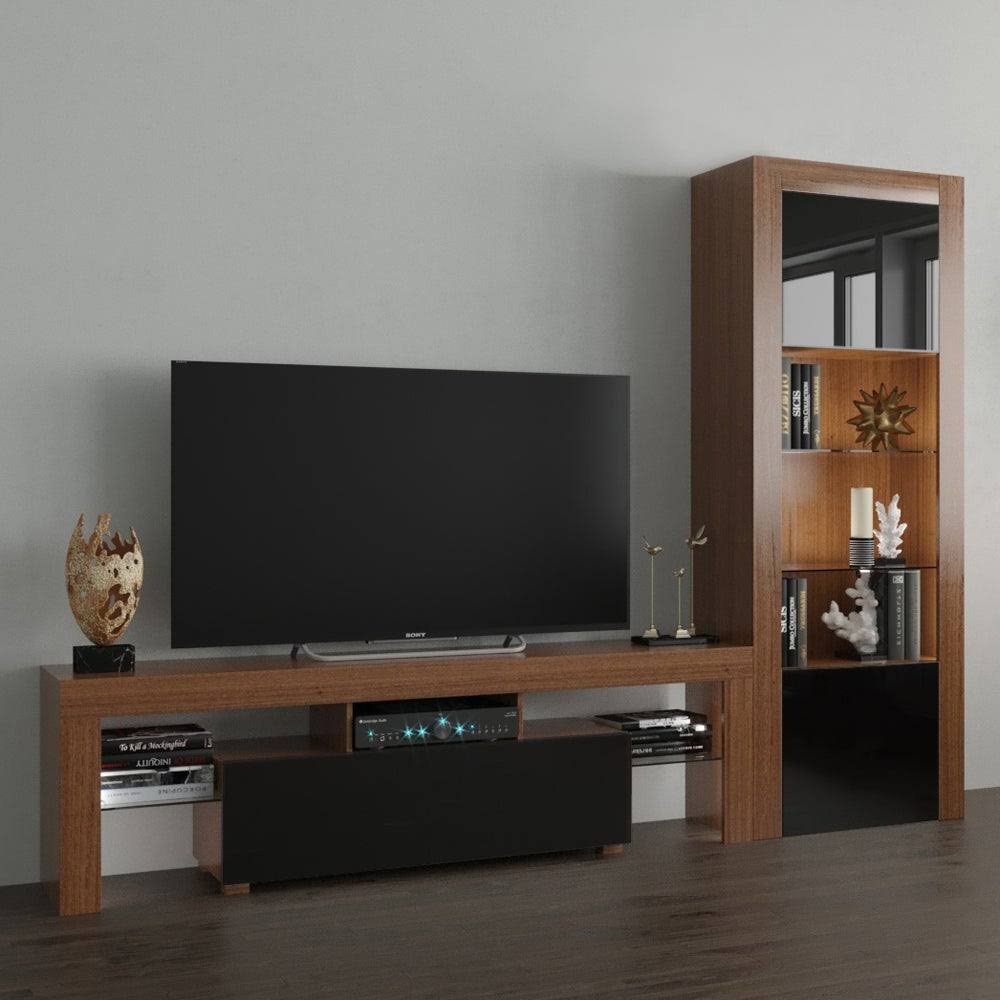 Black Modern Wall Unit Entertainment Center H55461