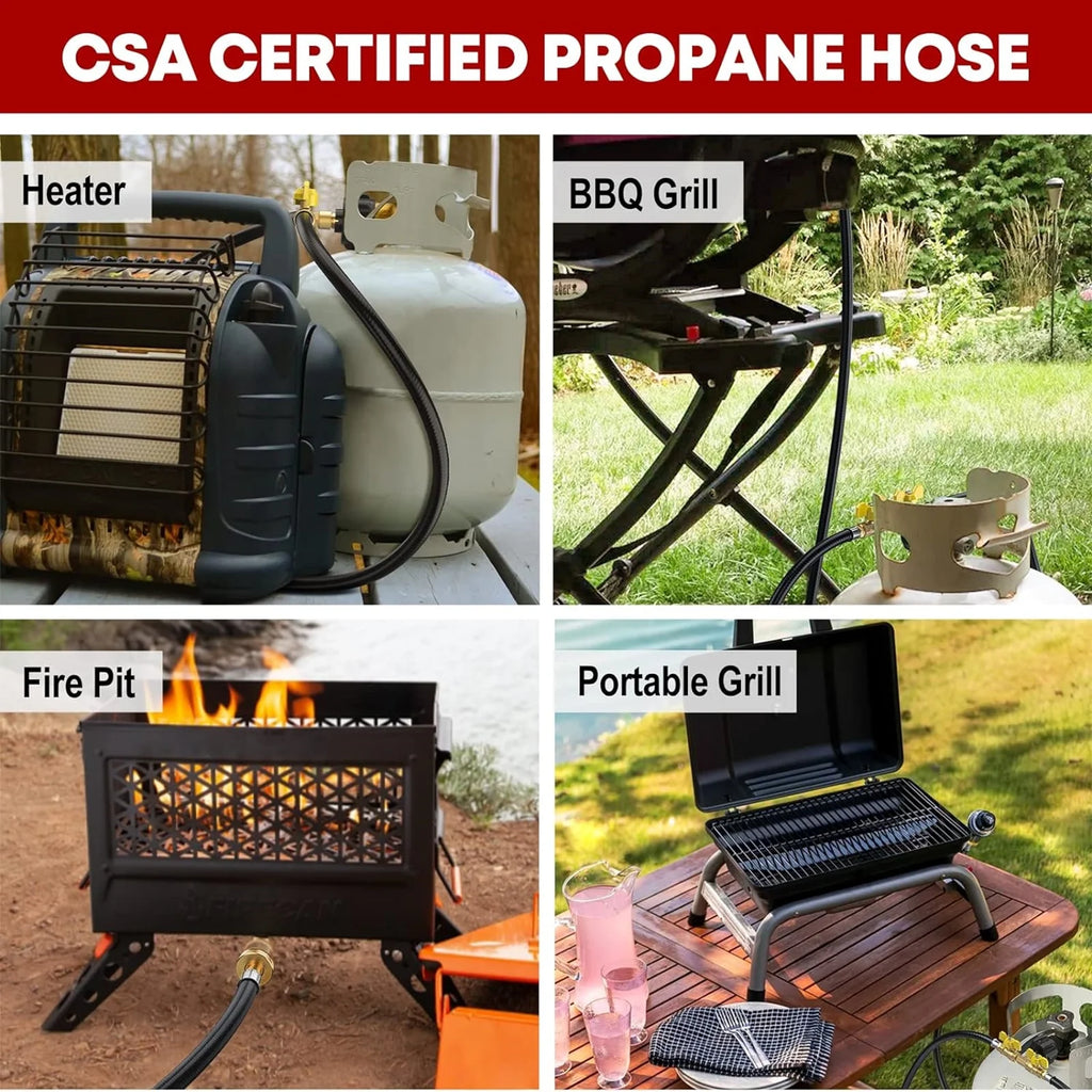 Propane 2 Way Y Splitter Adapter Hose with Shut Off Valve R561