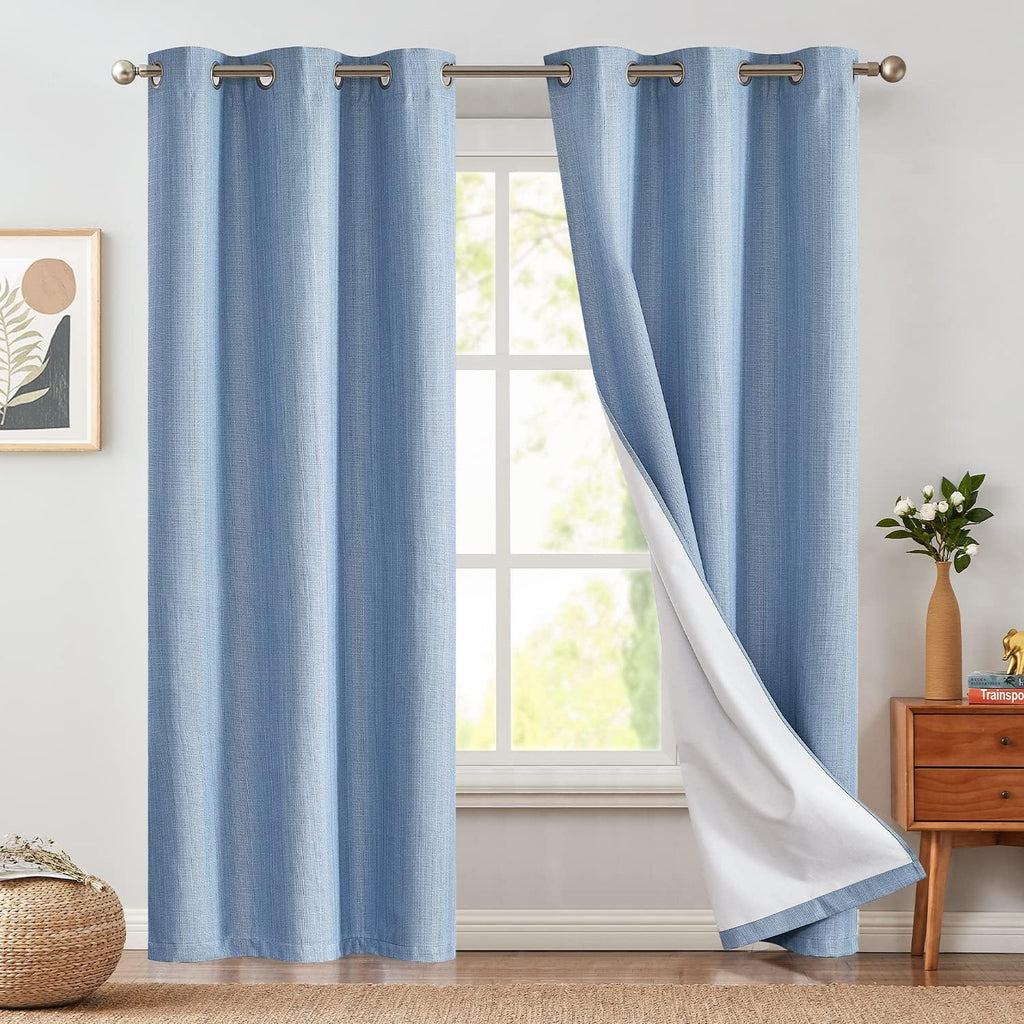 Grey Blackout Curtains 63 Inch Length 2 Panels Grommet Top Drapes M7044