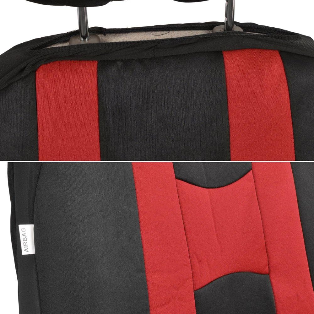 Black/Red Stripe Seat Covers Full Set Pack of 2 F74349