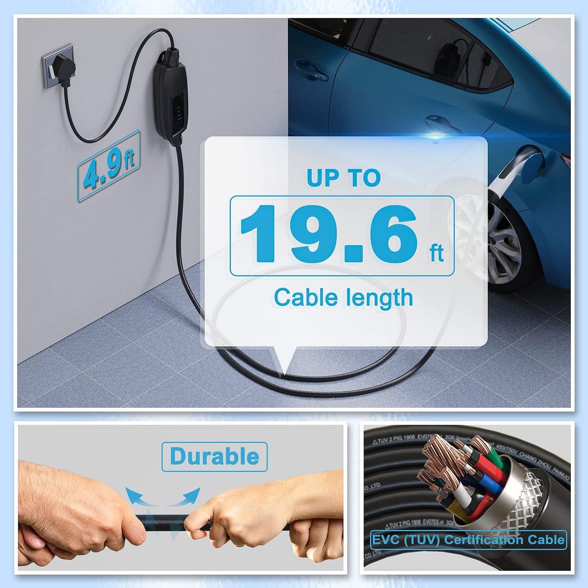 Portable Level 1 EV Charger (110V, 16A, 25ft) J36767
