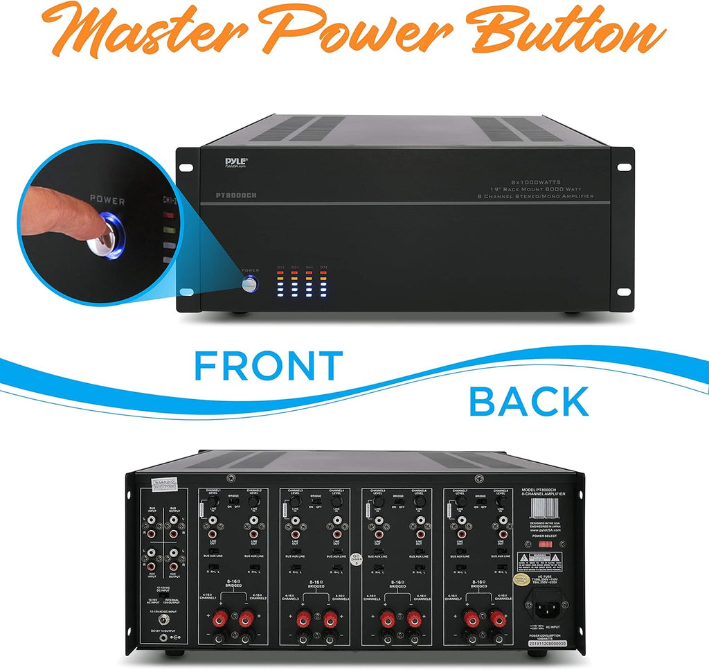 4 Multi-Zone Stereo Amplifier, 19” Rack Mount, 8000 Watts J22862