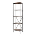 Bronze Silver 4 Layer Vertical Wooden Steel Bookshelf D614