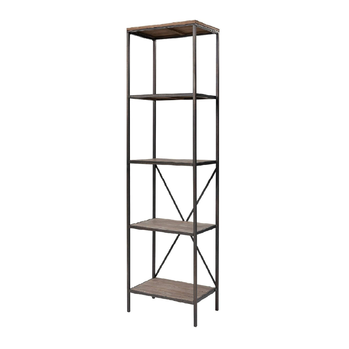 Bronze Silver 4 Layer Vertical Wooden Steel Bookshelf D614