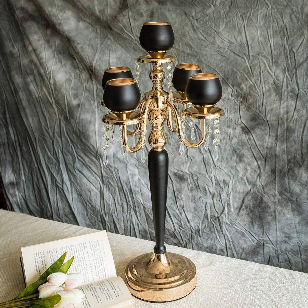 Gold and Black Metallic Candelabra Candle Holder C43417