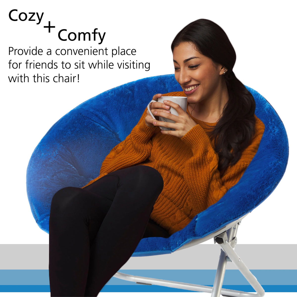 Blue Faux Fur Saucer Chair H485131