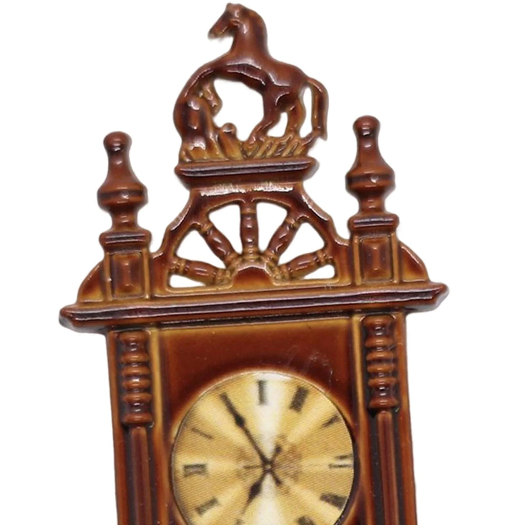 Brown Wooden Dollhouse Wall Clock Playset D68174