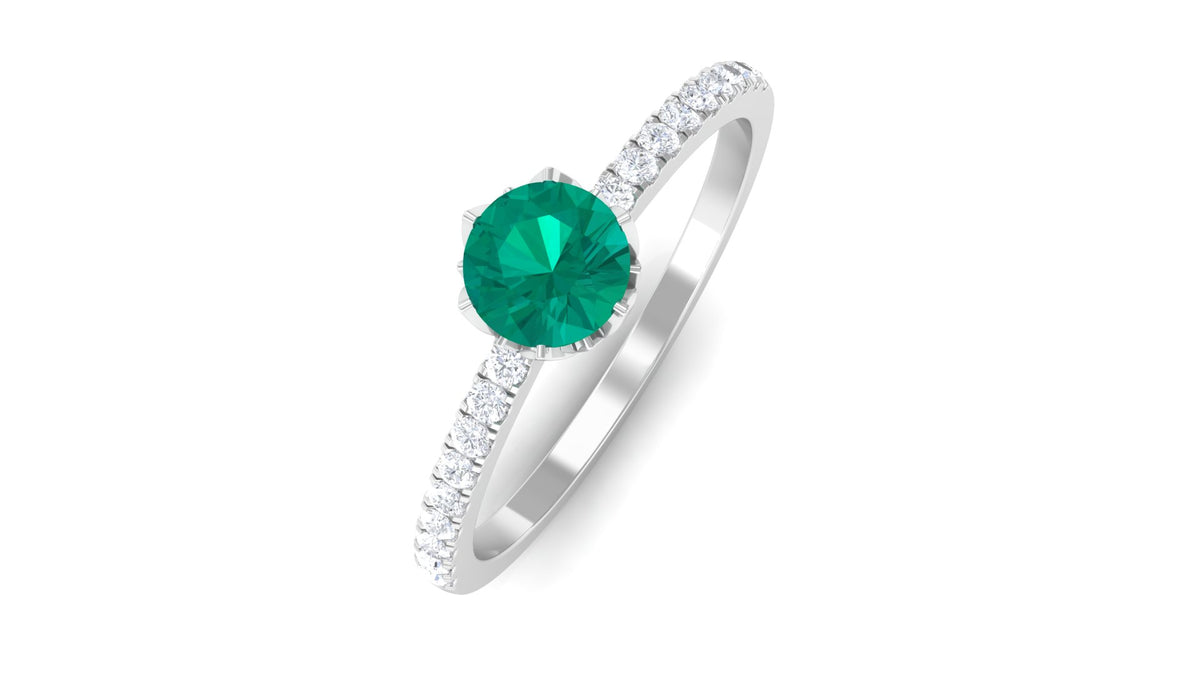Emerald and Diamond 925 Sterling Silver Promise Ring Y60014