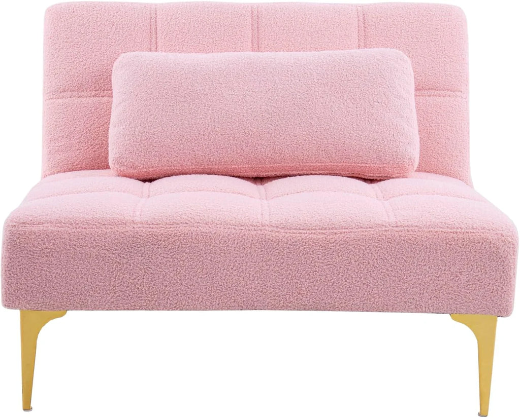 Pink Teddy Fabric Convertible Sofa Bed E48370