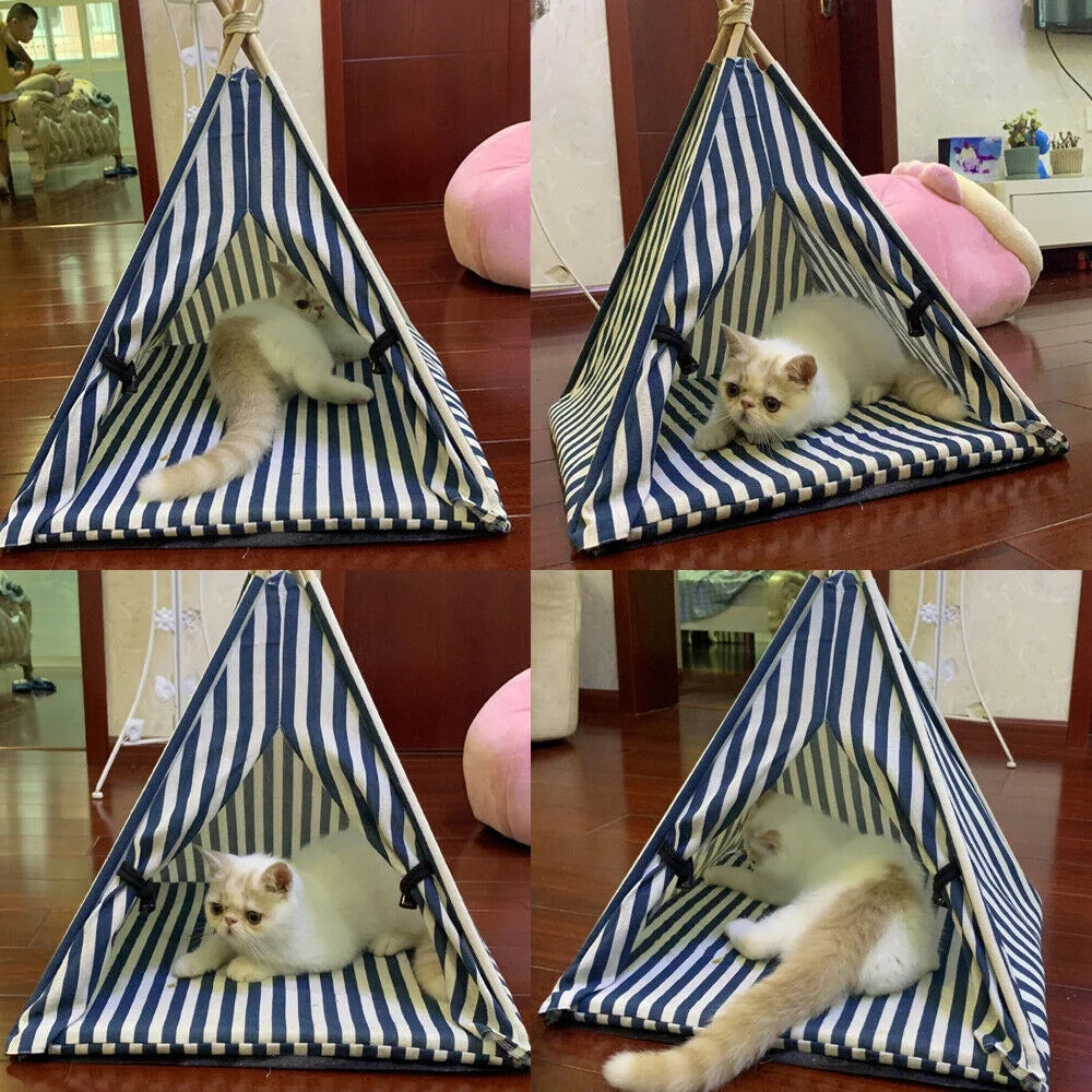 Pet Mini Teepee Tent Bed Play House With Cushion I104