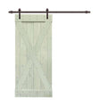 Sage Green Stained Wood Interior Sliding Barn Door with Hardware Kit X43377