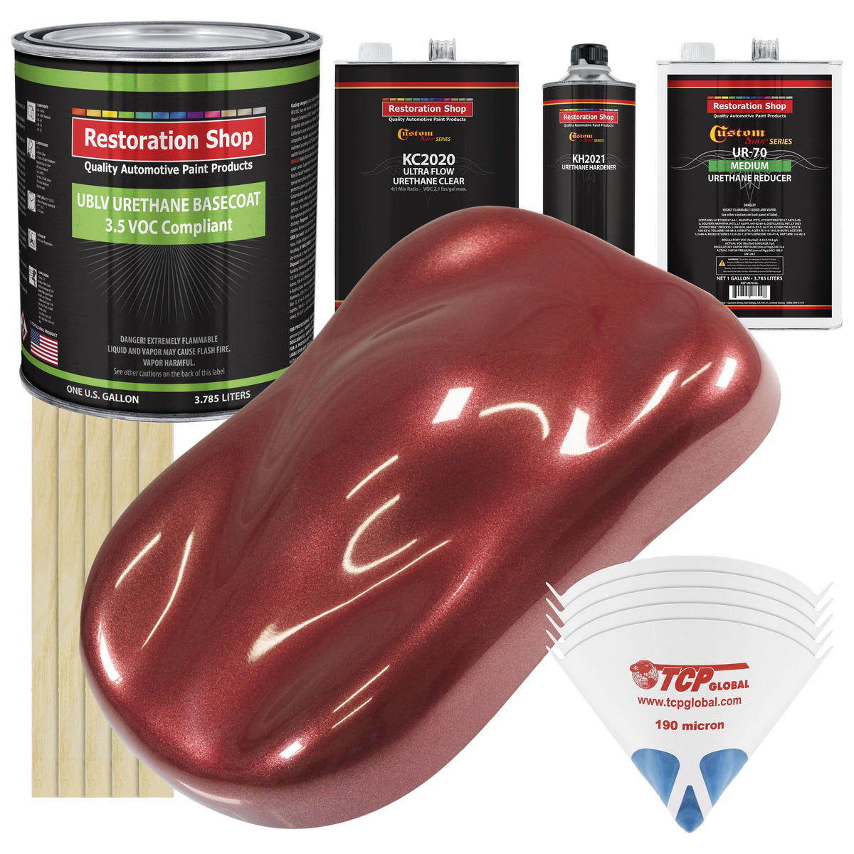 Firemist Red Low VOC Urethane Basecoat Clearcoat Car Auto Paint Complete Gallon Kit I758