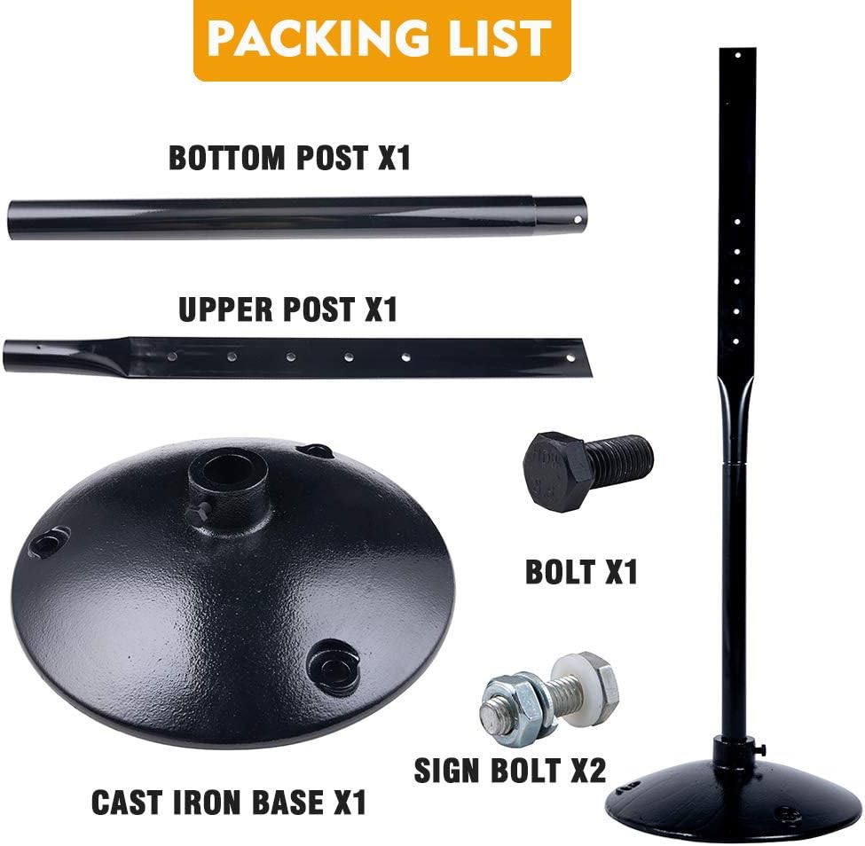 Cast Iron Sign Post and Base Kit with 48 Post and Bolts & Nuts D93120